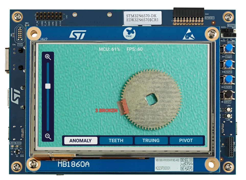 Anomaly Detection Mode. In the example: 3 broken teeth in a ratchet wheel