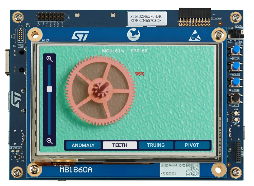 Teeth Wear Mode. In the example: a worn center wheel that is 98% close to the ideal